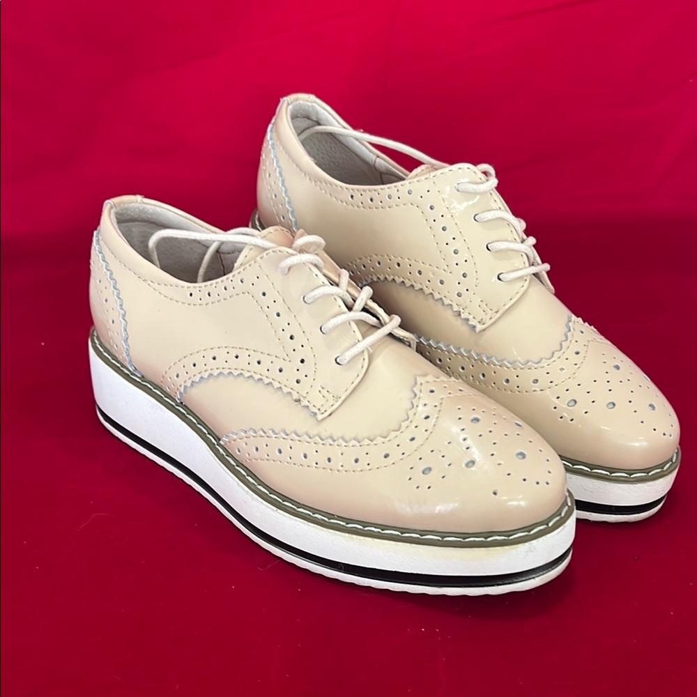 “Prada” Like Beige Platform Brogues - image 1